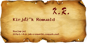 Kirják Romuald névjegykártya